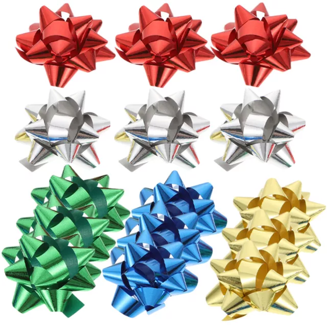 150 Pcs Self-Adhesive Star Flower Mini Pull Bow Wide Bows Christmas Gift Tie