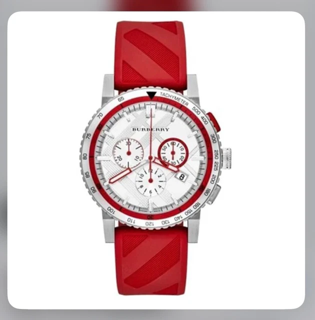 Burberry BU9809 The City Sport Men Watch Red Rubber 42mm Chronograph USA Seller Burberry BU9809 The City Sport Men Watch Red Rubber 42mm Chronograph USA Seller