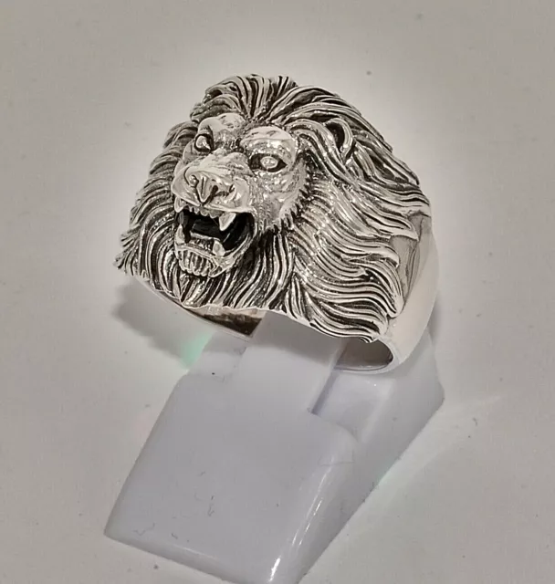 massiv Sterling Silber 925 Löwenkopfring für Kerle Biker lionheadring  ca. 9 g