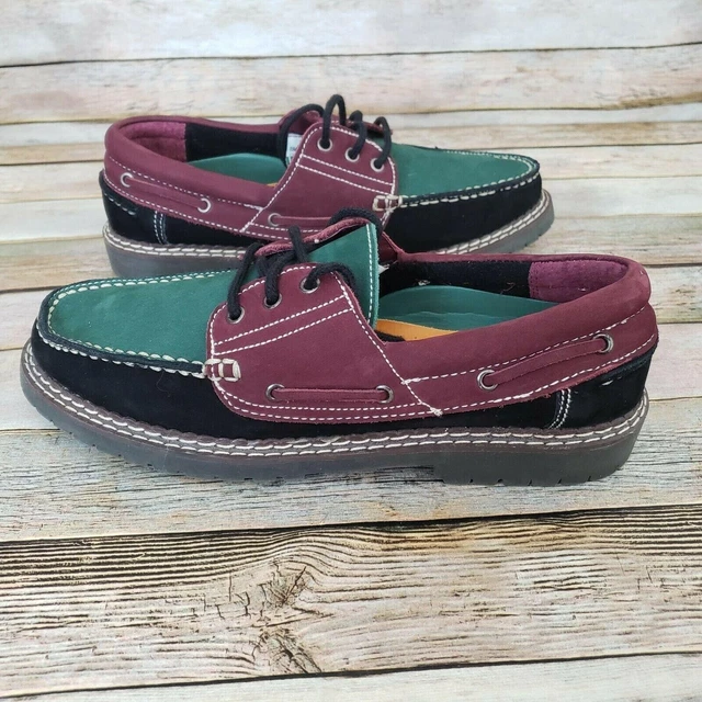 Amanda Smith Leather Suede Deck Shoes 8 M Lace Ups Black Green