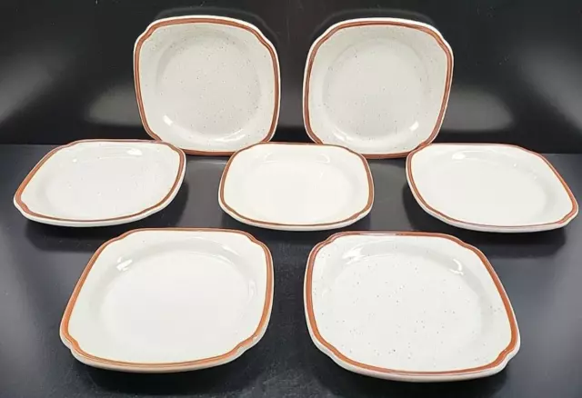 7 Syracuse China Sandspoint Salad Plate Set Vintage Restaurant Ware Speckled Lot