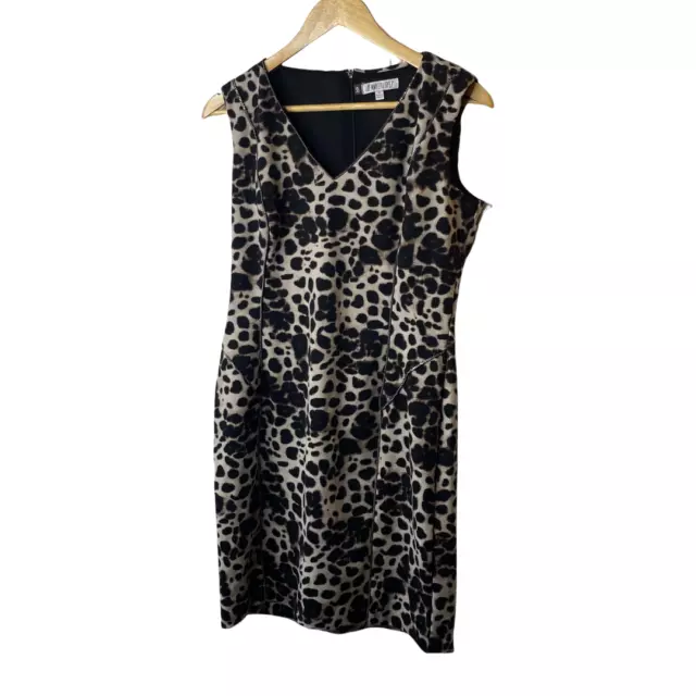 Jennifer Lopez Animal Print Chain Embellished Ponte Sheath Dress Women's 12