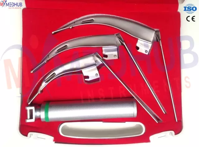 McCoy Flexi-Tip Fiberoptic LED Laryngoscope Set Blade No,2,3,4 Medium Handle MHI
