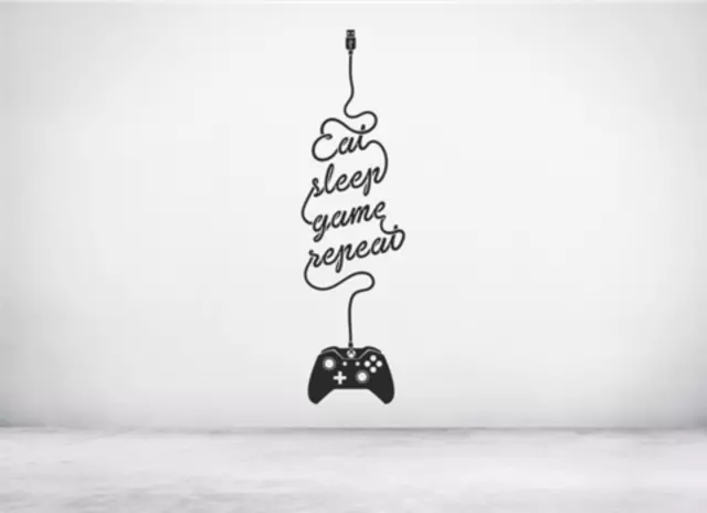 Eat Sleep Game Repeat controller xbox gioco adesivo da parete vinile art decalcomania.