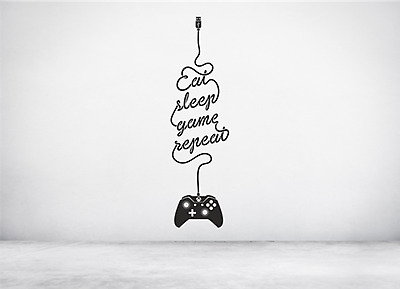 Eat Sleep Game Repeat xbox Controller Gaming vinyl wall sticker art decal quote.