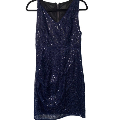 Alice and Olivia Blue Silk Sequin Dress Sz 6