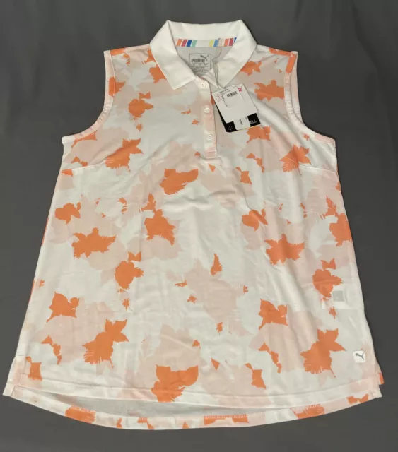 Puma Golf Shirt Polo Womens Floral Sleeveless Small Multicolor RW NWT MSRP $55