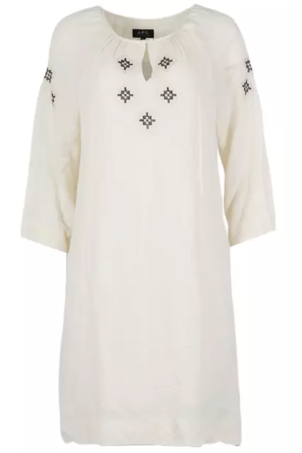 A.p.c. Embroidered Linen Blend Mini Dress Xsmall