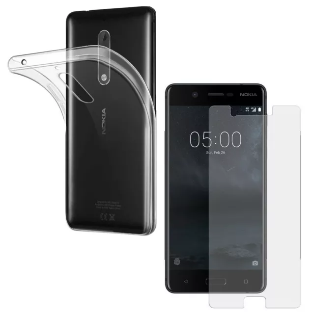 VERRE TREMPÉ + COQUE ANTICHOC TRANSPARENTE Pour NOKIA 5 PROTECTION INTEGRAL