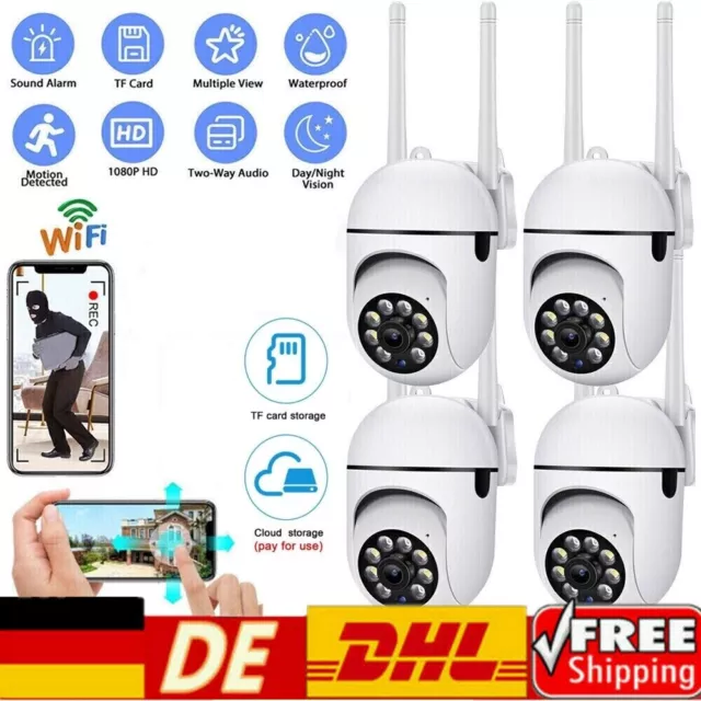 ✅Lot 4x WIFI IP NETZWERK CAMERA Outdoor 1080P FUNK WLAN AUßEN ÜBERWACHUNGSKAMERA