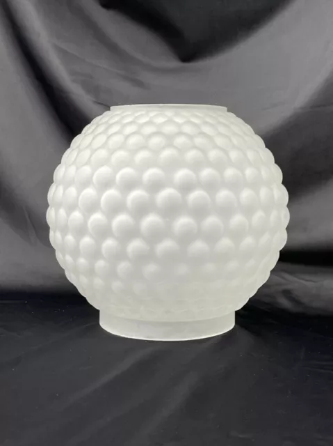 Antique Vtg Frosted Glass Ball Oil Lamp Shade Globe Parlor GWTW 4" Fit Quilt Dot