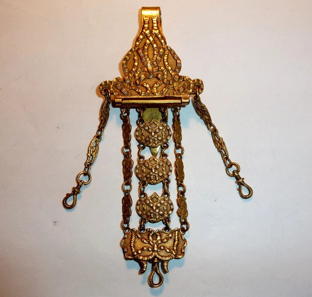 Bracelet Ancien Chatelaine En Métal Argenté - Breloques Des Monuments De Paris - Longueur Ajustable