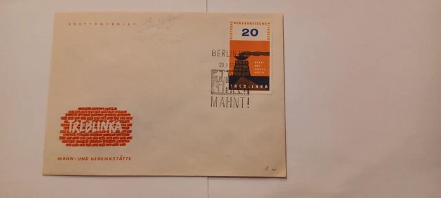Ersttagsbrief DDR 1963 Mahn u Gedenkstätte Treblinka  gest. Berlin W8 20.8.63