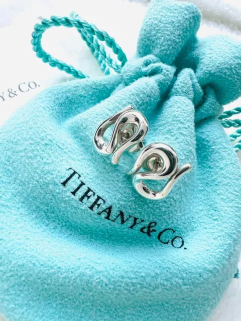 TIFFANY & Co. Elsa Peretti Open Wave Earrings Silver 925 Accessory vintage