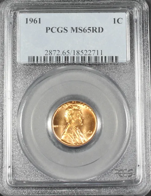 1961  P Lincoln Cent Penny Pcgs Ms65 Unc Ms65Rd Ms 65 Coin Cert# 18522711