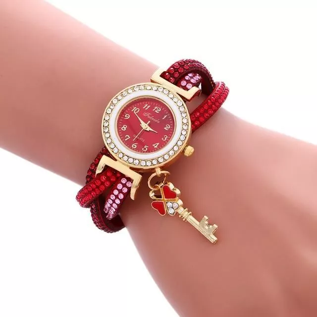 Mujeres Relojes Lujo Moda Envolvente Candado Brazalete Diamante Muñeca 3