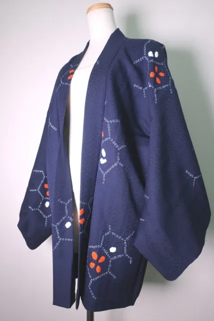 8665H4 Silk Vintage Japanese Kimono Haori Jacket Shibori