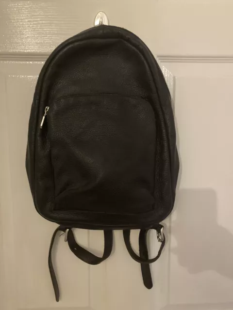 ROOTS PEBBLED LEATHER Backpack Black 11.99 PicClick UK