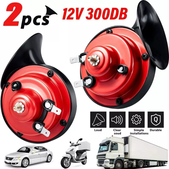 2Pcs Super Horn 12V 300DB Super Loud Horn Snail Motorcycle Car Truck Boat Train