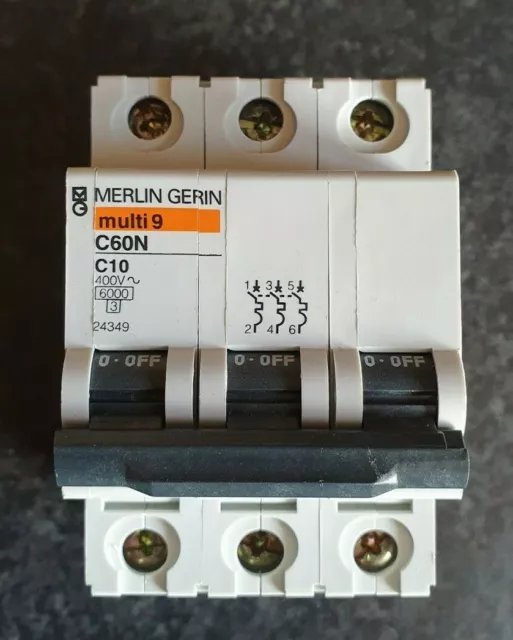 Merlin Gerin Multi 9 C60N C10 10 AMP Typ C 3-polig TP 24349 MCB - neue Clips