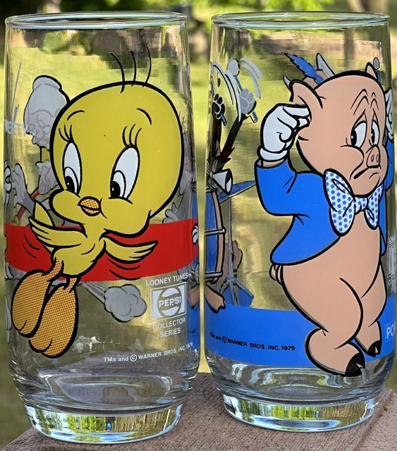 Vintage Looney Tunes Warner Bros Glasses Pepsi Collector Series Lot of 2