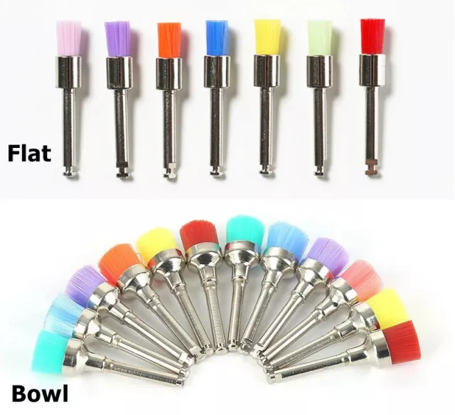 Dental Nylon Latch Flat Bowl Brush Polishing Polisher Color Prophy Brushes Cups