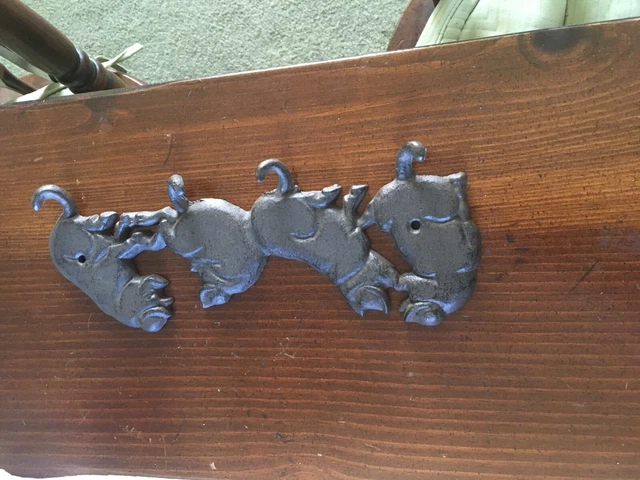 Cast Iron Antique Style PIG Coat Hooks Hat Hook Rack Towel -11 x 4 inches
