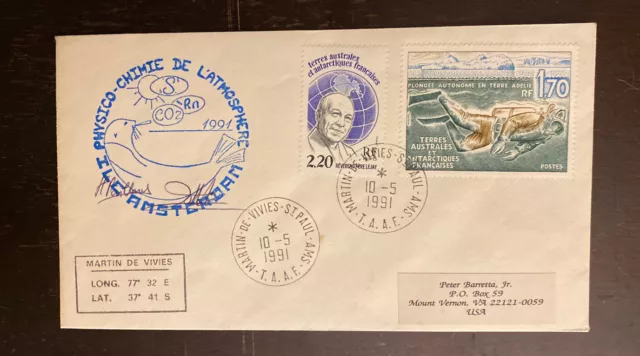 5/10/91 French TAAF Polar Signed Cover Ile Amsterdam Antarctica 107-81