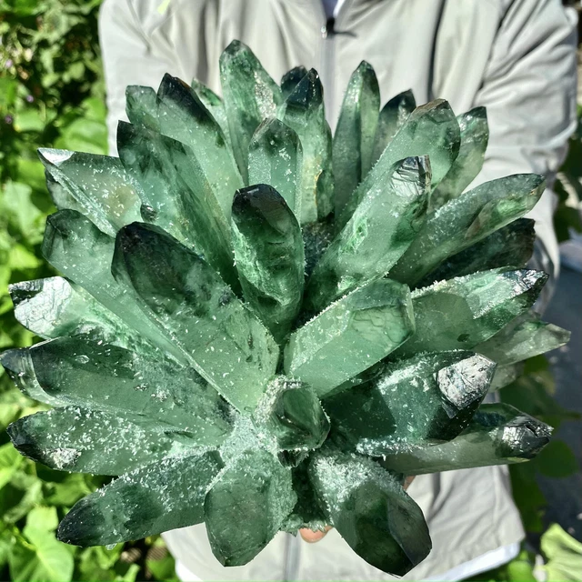 8.7LB New Find Green Phantom Quartz Crystal Cluster Mineral Specimen Healing-Y