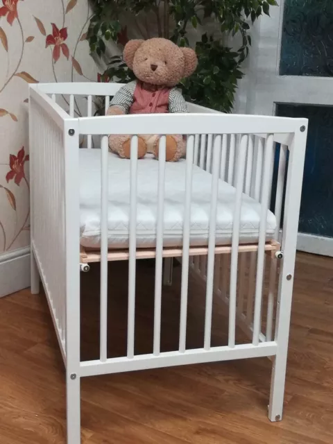 Solid White Dropside Cot  and Deluxe Cot Mattress /Space Saver / Mini Cot