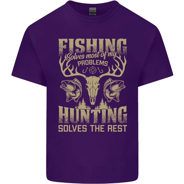 T-shirt da pesca e caccia pescatore cacciatore divertente da uomo cotone 11