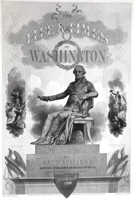 General GEORGE WASHINGTON BATTLE OF TRENTON PRINCETON ~ 1857 Art Print Engraving