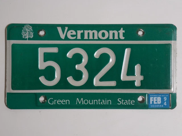 Vermont 5324 License Plate / American Number Plate