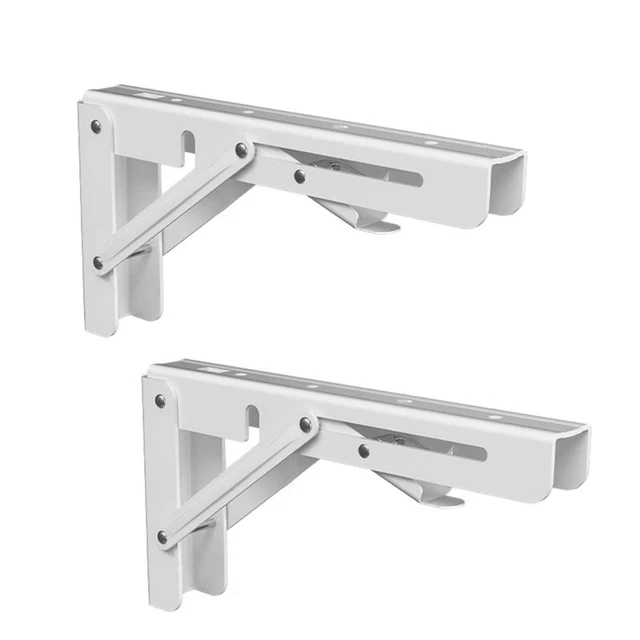 FOLDING SHELF BRACKET 2 Pc Heavy Duty Foldable Shelf Bracket Metal Wall