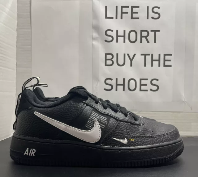 NIKE AIR FORCE 1 LV8 Utility GS Overbranding Black AR1708-001 Size 5.5Y  B-Grade $109.99 - PicClick