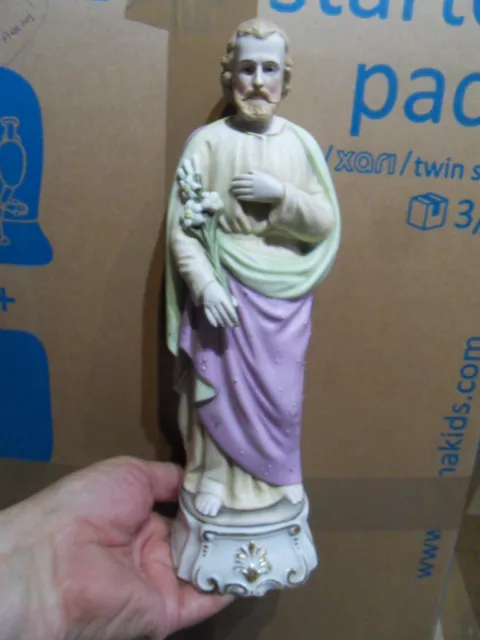 Antique statue Saint St Joseph reliquary vocable biscuit 2290