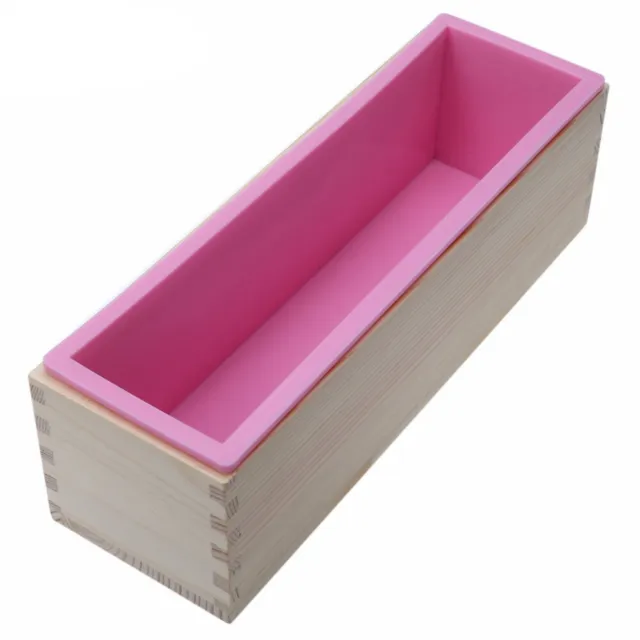 Pan de jabón rectangular flexible molde de silicona con caja de madera herramienta hágalo usted mismo para jabón