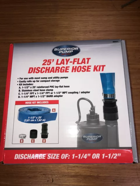 Superior Pump 1-1/2 In. Dia. x 25 Ft. L Lay-Flat Discharge Sump Pump Hose Kit