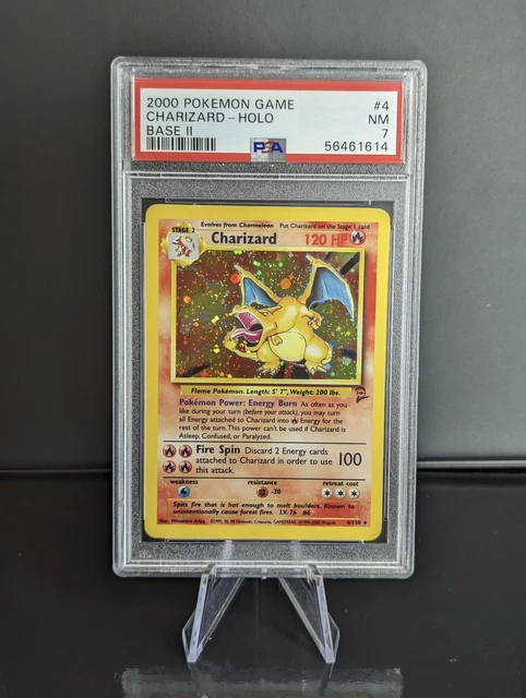2000 Pokemon Base Set II English Charizard Glurak Holo 4/130 PSA 7