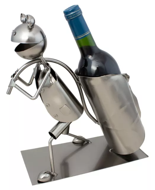 BRUBAKER Grenouille Porte-bouteille de Vin Sculpture Métal argenté Idée Cadeau 2