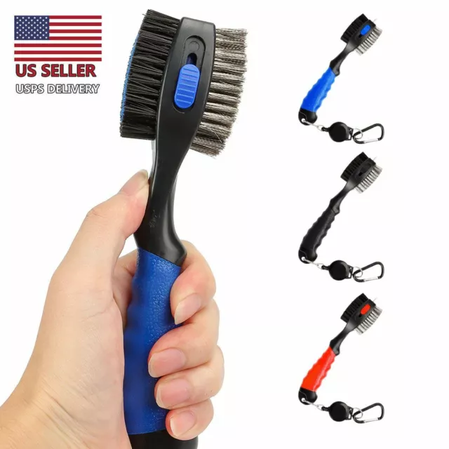 Double Sided Golf Club Cleaning Brush Retractable Groove Sharpener Cleaner Tool