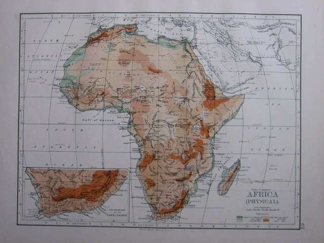 Ancienne Carte Originale De L'Afrique Physique - 1951 - Bon état