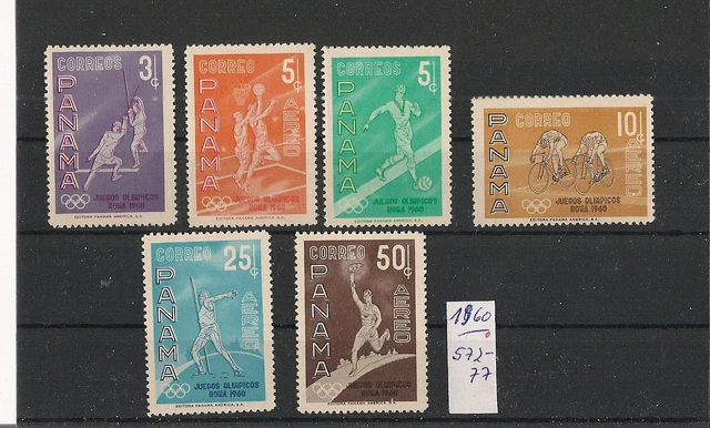 56/10 Panama Mi.Nr. 572-577 Olympiade 1960 Fußball Radfahren Fackel Sport