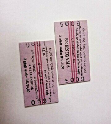 Used Sri Lanka Railway two Train Tickets For Collectors Old Edmonson collection