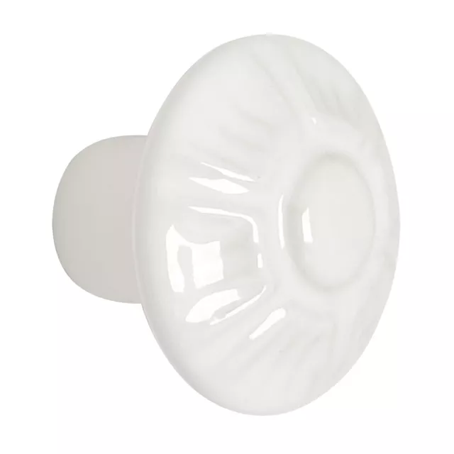 White Ceramic Traditional Mushroom Round Cabinet Knob 1-3/8 For Kitchen And Cabi