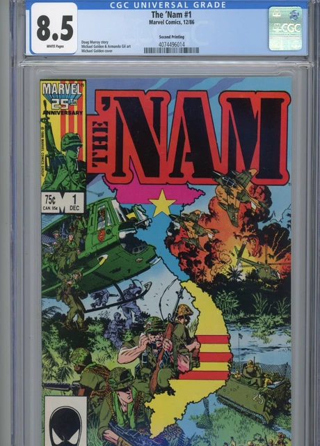 The Nam #1 Hi Grade Cgc White Pages Golden Cover And Art 2Nd Printing Murray Sto