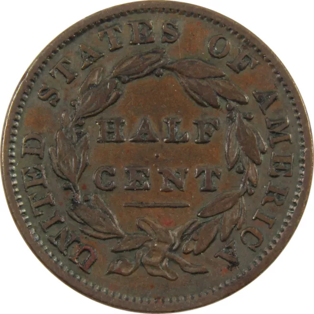 1834 Classic Head Half Cent AU Copper Penny 1/2c Coin SKU:I11156 2