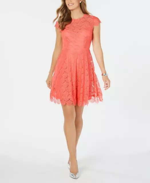 $98 Kensie Size 4 Womens Lace Fit & Flare Dress A1175