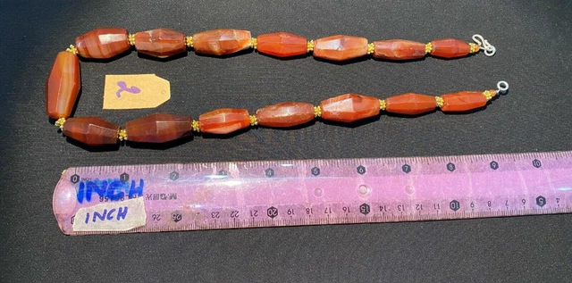 Antique old Beads carnelian Angkor Cambodian antiquity amulet jewelry strand 4