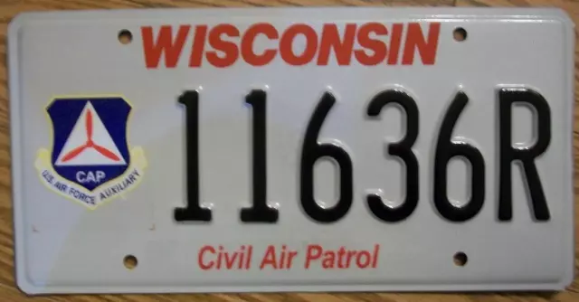 Single Wisconsin License Plate - 11636R - Civil Air Patrol